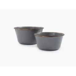 Barebones Bols à Mélanger En Émail - 2 Pièces - Gris Pierre -Pêche Promotion Boutique barebones bols a melanger en email 2 pieces gris pierre 4